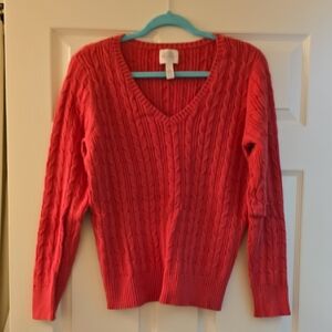 St. John's Bay V-Neck Sweater - Vibrant Coral